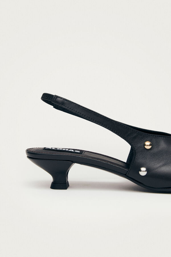 Alohas Zapatos de tac&oacute;n de cuero Eros Studs Negro