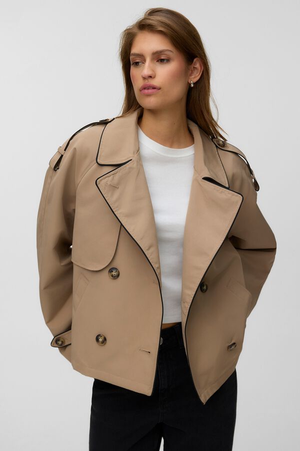 Vero Moda Gabardina curta com vivo contraste Castanho