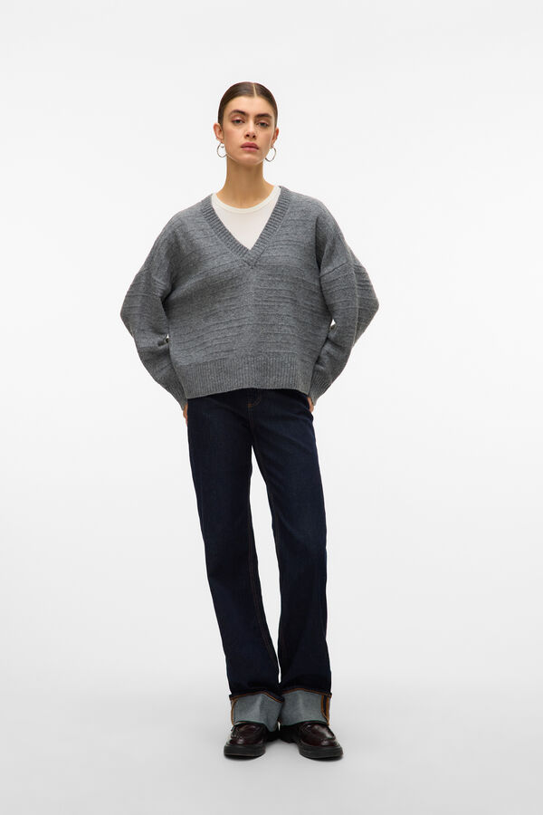 Vero Moda Camisola básico de malha Cinzento