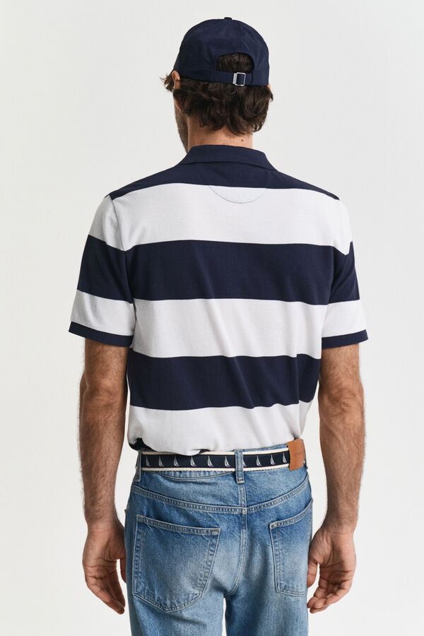 Gant Block- striped piqué polo shirt Navy