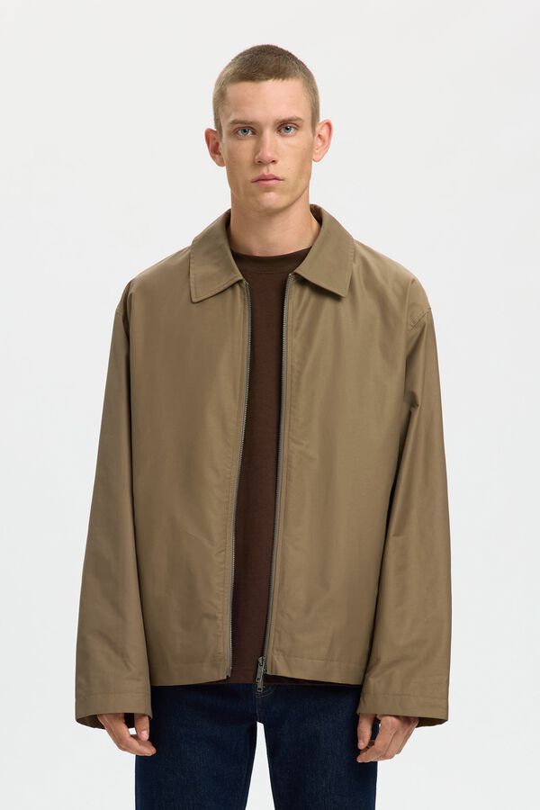 Selected Casaco leve com fecho-&eacute;clair Castanho