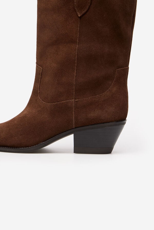 Cortefiel Bota cowboy serraje Marrón oscuro