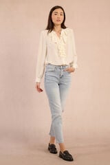Molly Bracken Camisa de manga comprida com detalhe de babados Ecru