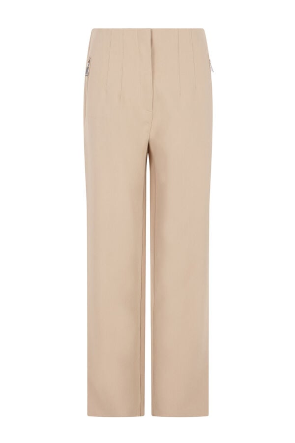 Cortefiel Zippered pants Beige
