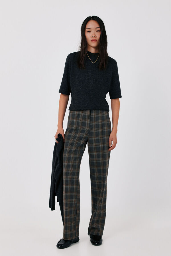 Cortefiel Women's tailored trousers Printed white