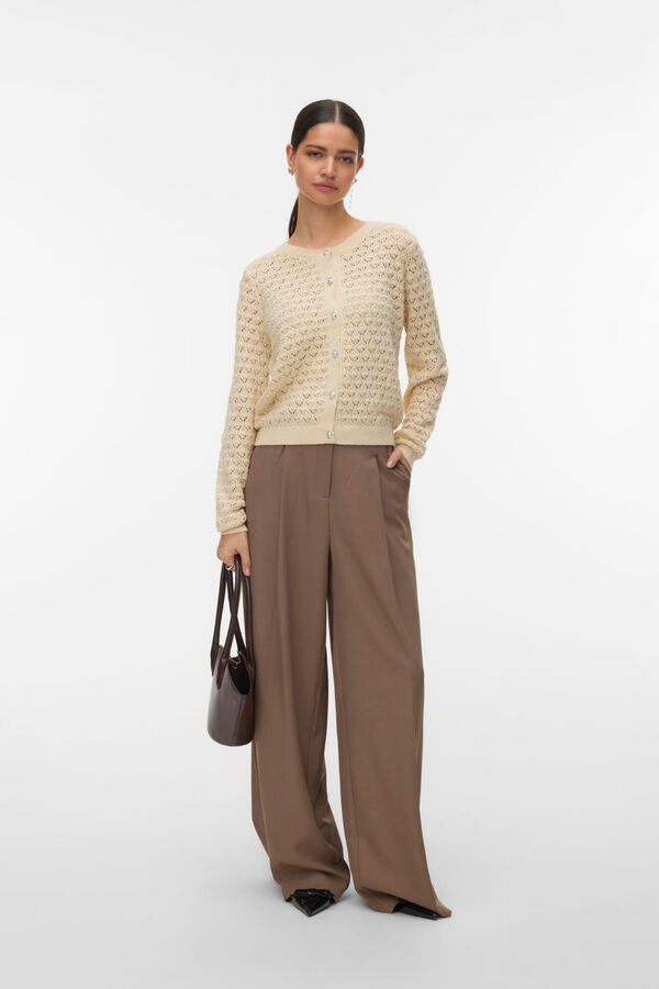 Vero Moda Openwork knit cardigan Beige