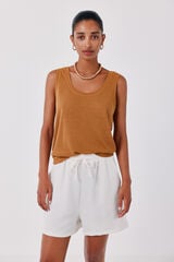 Cortefiel Top with rustic effect straps Dark brown