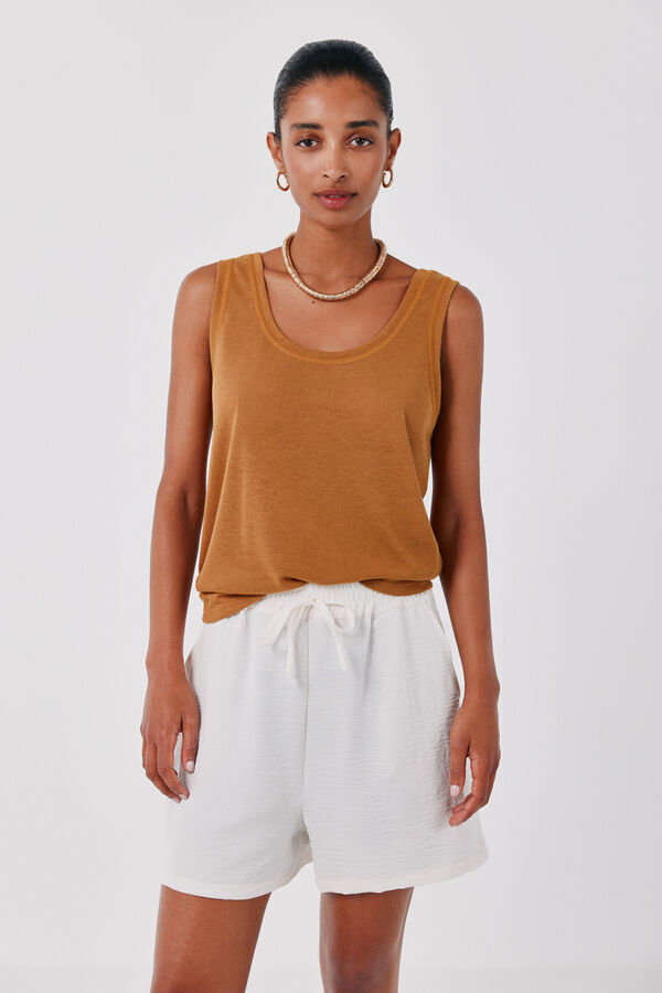 Cortefiel Top with rustic effect straps Dark brown