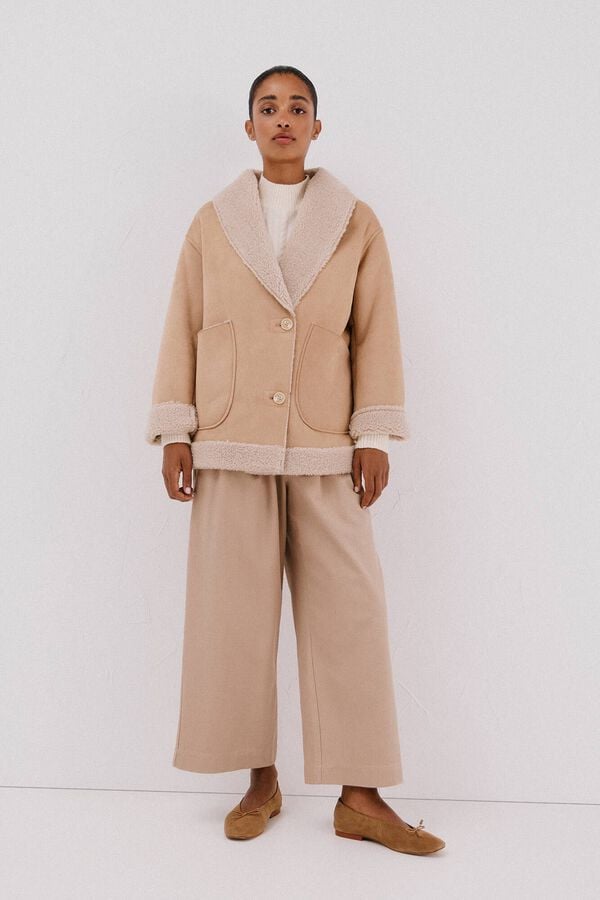 Cortefiel Double-sided effect jacket Nude