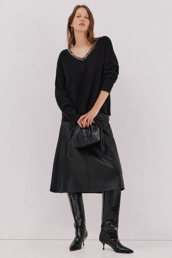 Cortefiel Jersey punto joyas Black