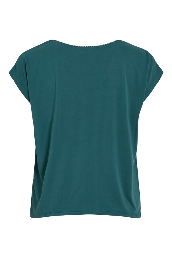 Vila T-shirt de manga curta com tencel Azul