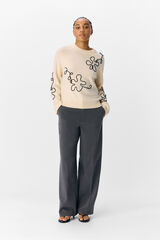 Object Camisola de malha bordado com flores Cinzento