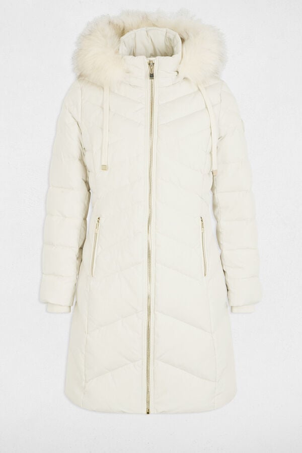 Morgan Sobretudo longo acolchoado com capuz Ecru