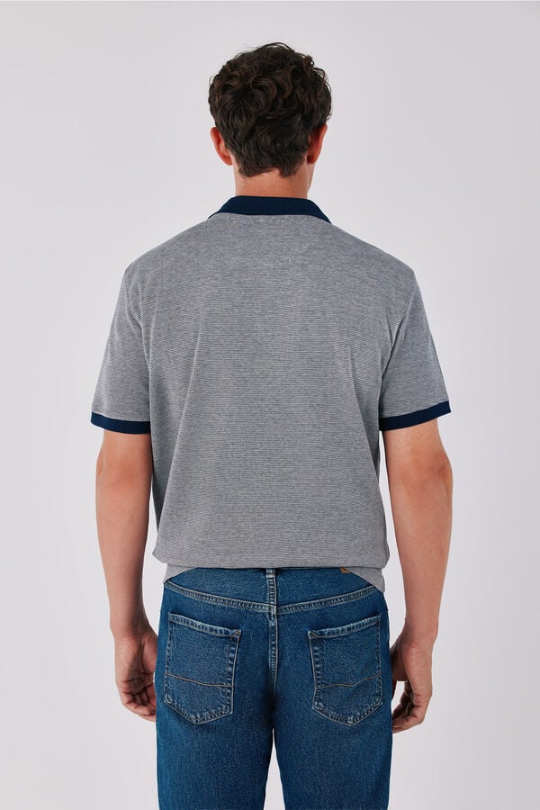 Cortefiel Structured open neck polo shirt Navy