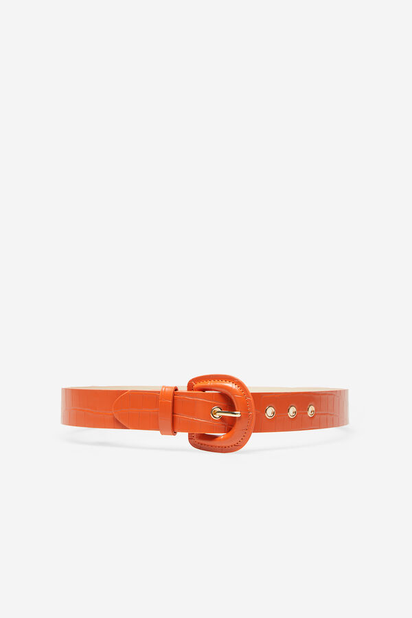 Cortefiel Belt with covered buckle Orange