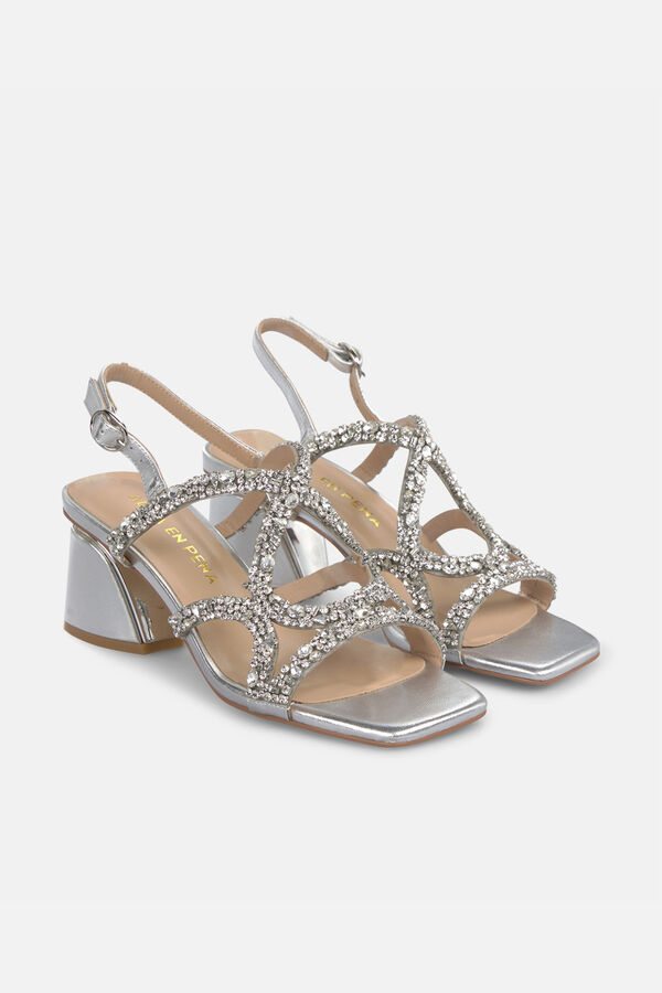 Alma en Pena Sand&aacute;lia de pedraria de tiras finas Cinzento