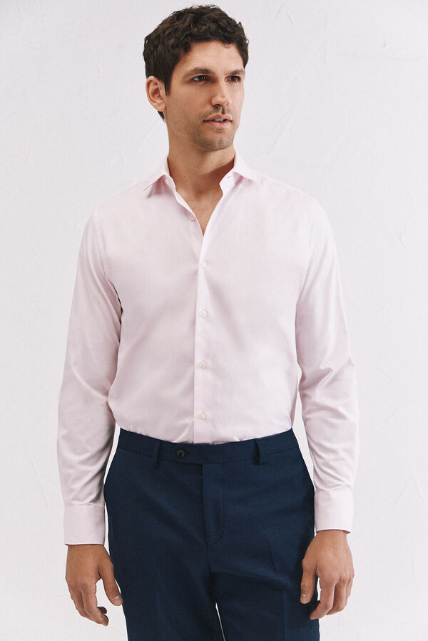 Cortefiel Plain easy-iron dress shirt Pink
