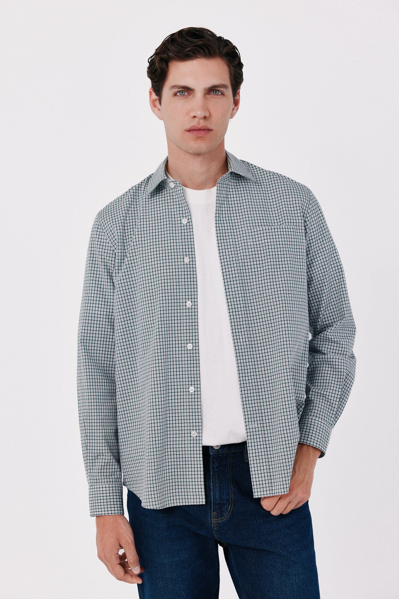 Cortefiel Cotton poplin plaid shirt