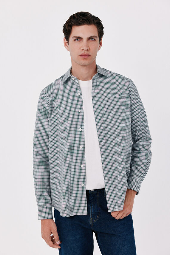 Camisa cuadros popelín algodón