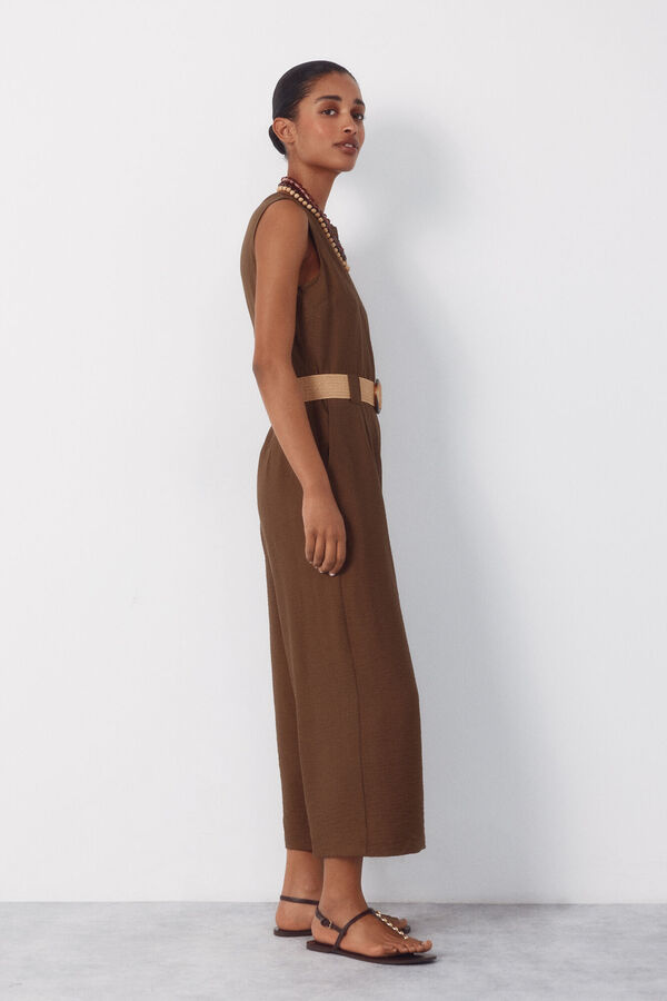 Cortefiel Belted jumpsuit Kaki