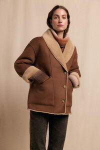 Slowlove Abrigo corto efecto doble faz