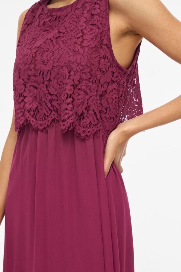 Vila Vestido comprido de festa com renda Granada