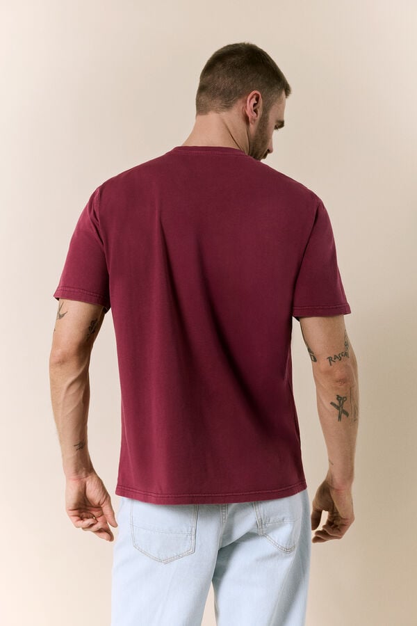OOTO Washed short sleeve logo T-shirt Maroon