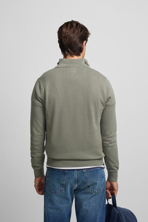 Silbon Camisola lisa meio fecho-&eacute;clair Verde