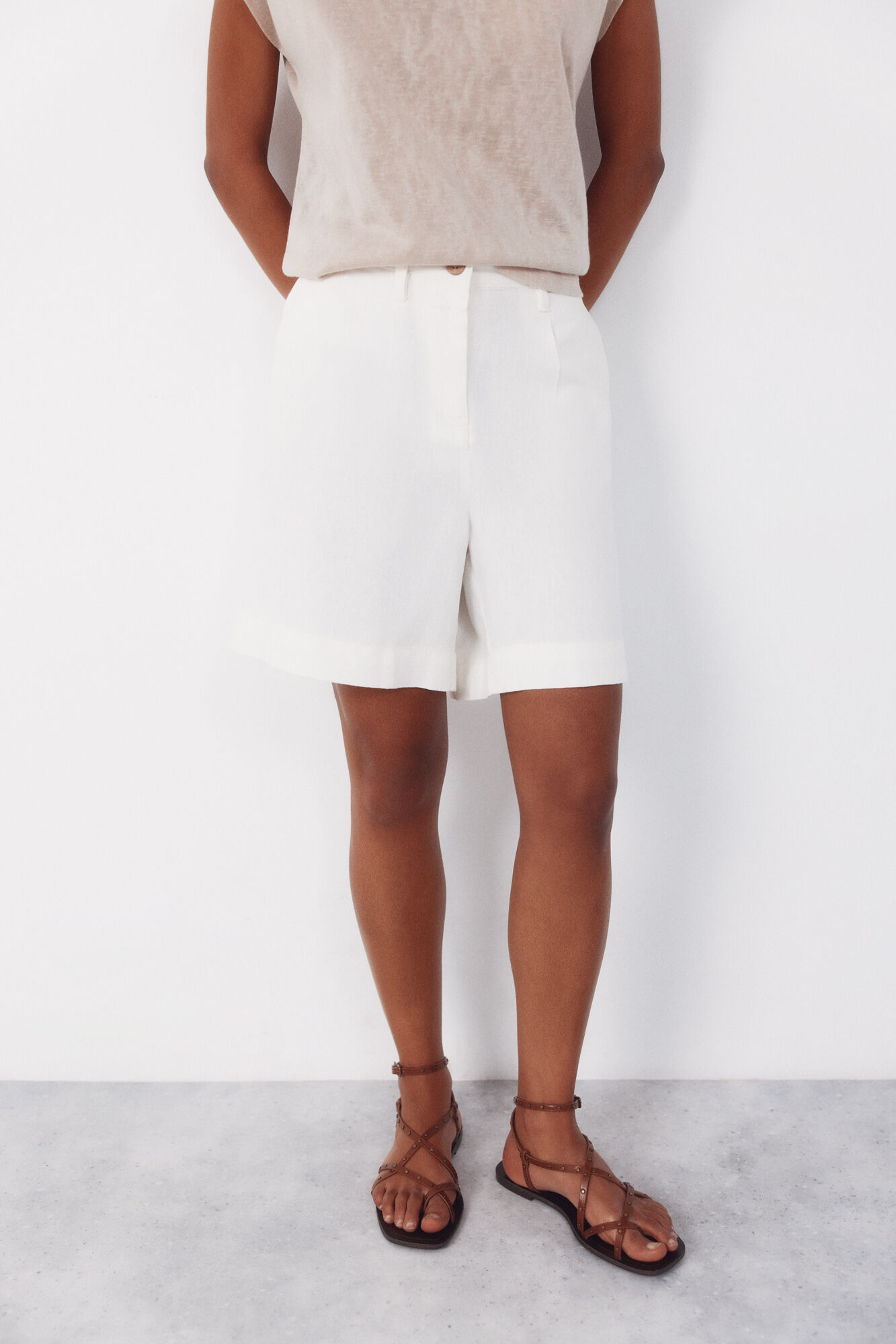Cortefiel Bermudas de linho liso