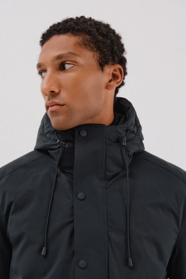 Cortefiel Hooded parka Black