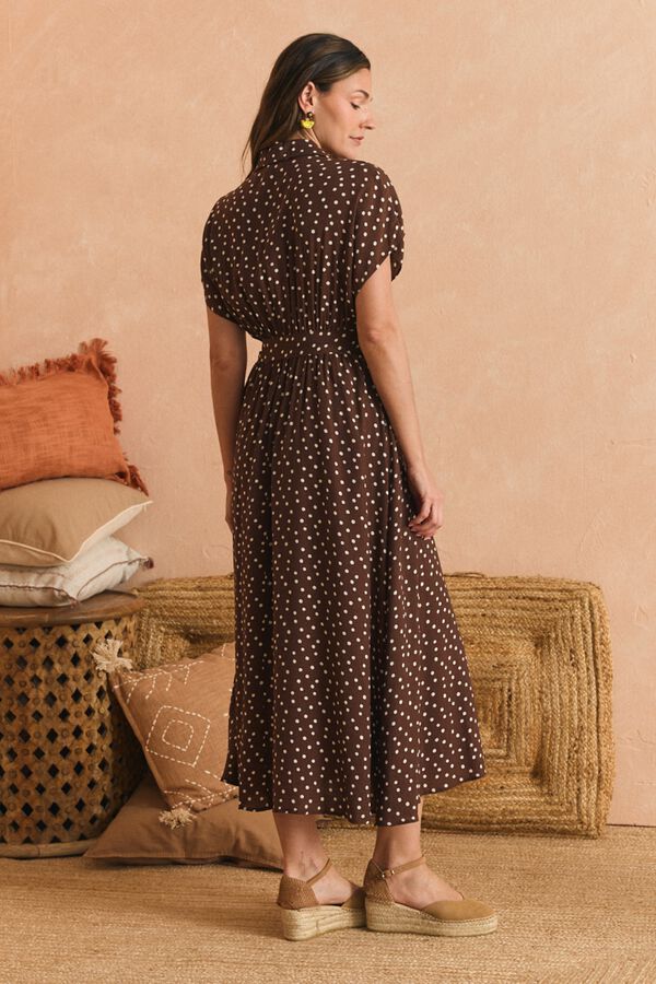 Pol&iacute;n Et Moi Vestido midi Vela Castanho