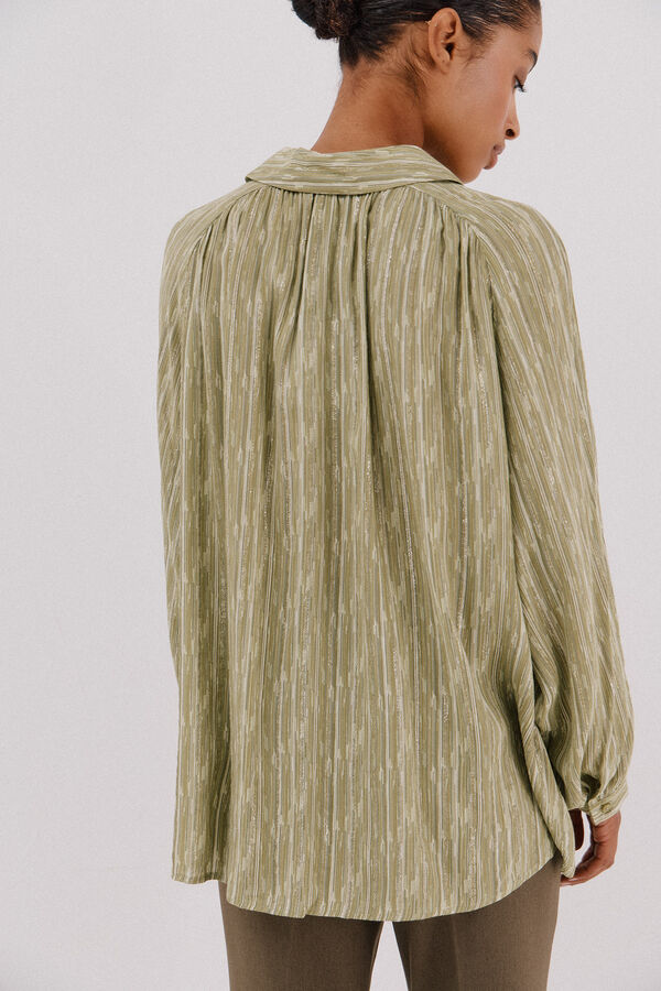 Cortefiel Blusa fluida estampada lurex Printed green