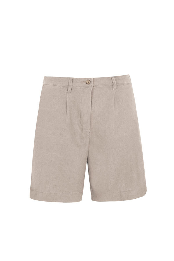 Cortefiel Plain linen bermuda shorts Beige