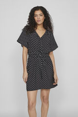 Cortefiel Short polka-dot dress with short sleeve Black