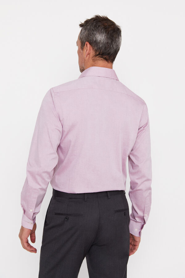 Cortefiel Plain easy-iron pinpoint dress shirt Maroon