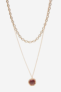 Cortefiel Double chain necklace Pink