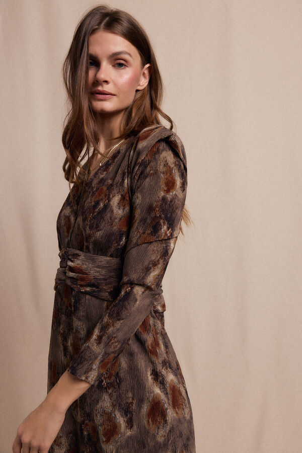 Slowlove Vestido textura elastico Estampado marrón