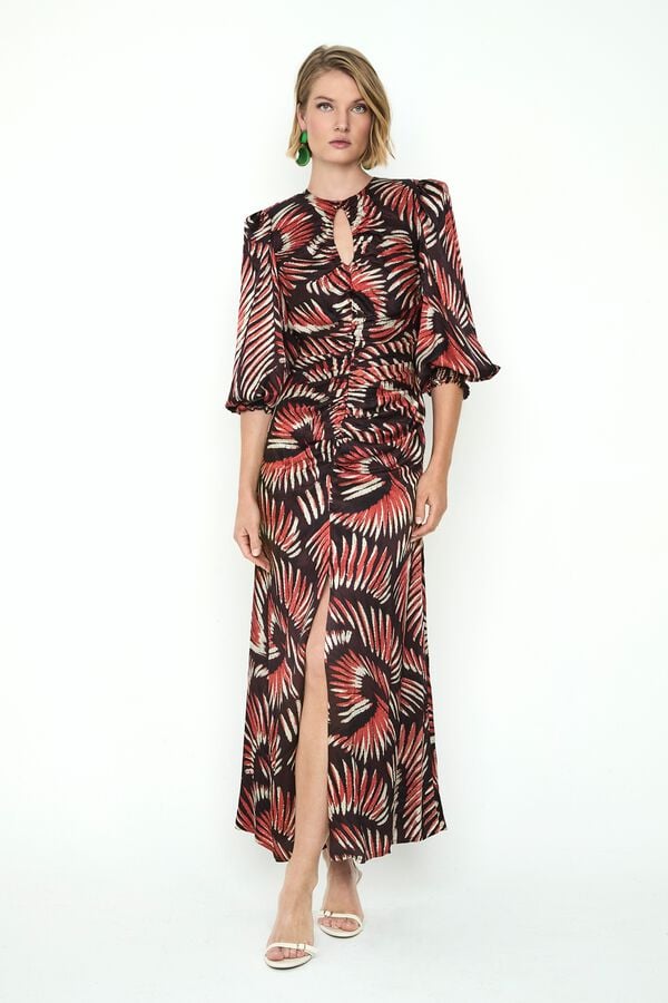 Panambi Vestido estampado Lilium Laranja