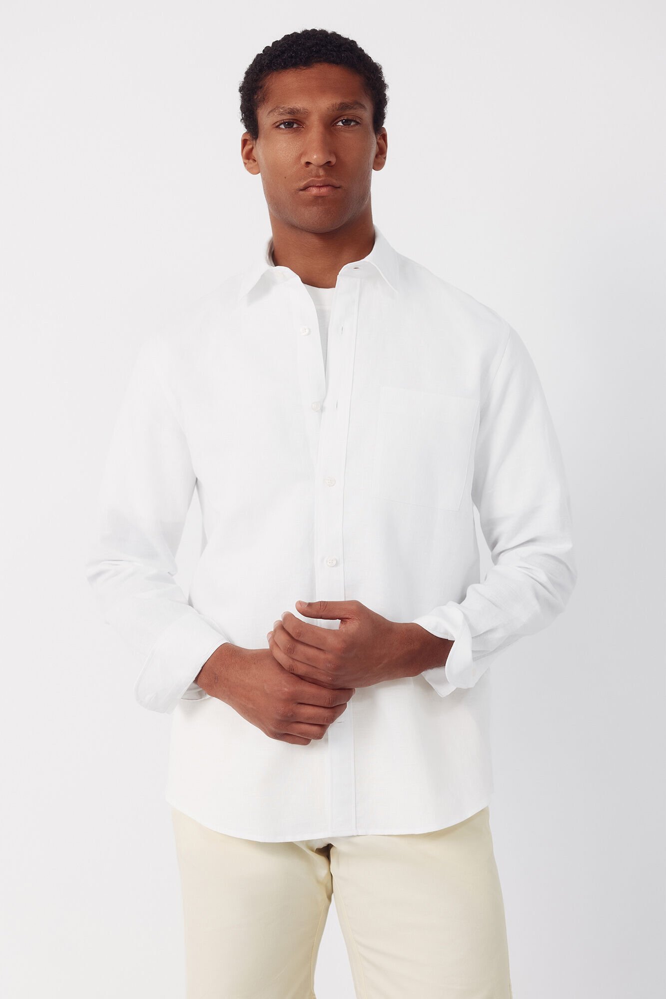 Cortefiel Plain linen cotton shirt