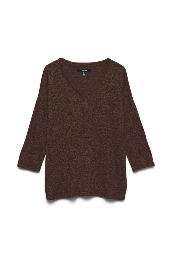 Vero Moda Camisola mesclada gola em bico Castanho