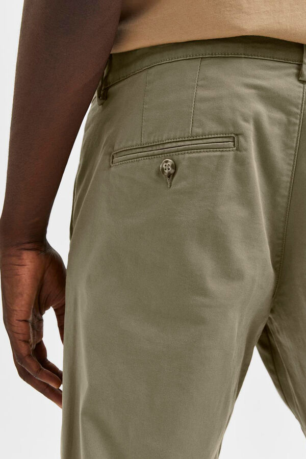 Selected Pantalón chino Slim Fit confeccionado con algodón orgánico Marrón