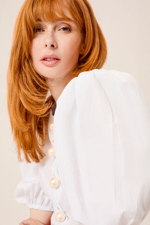 Dolores Promesas Jane Puff Sleeve Blouse White