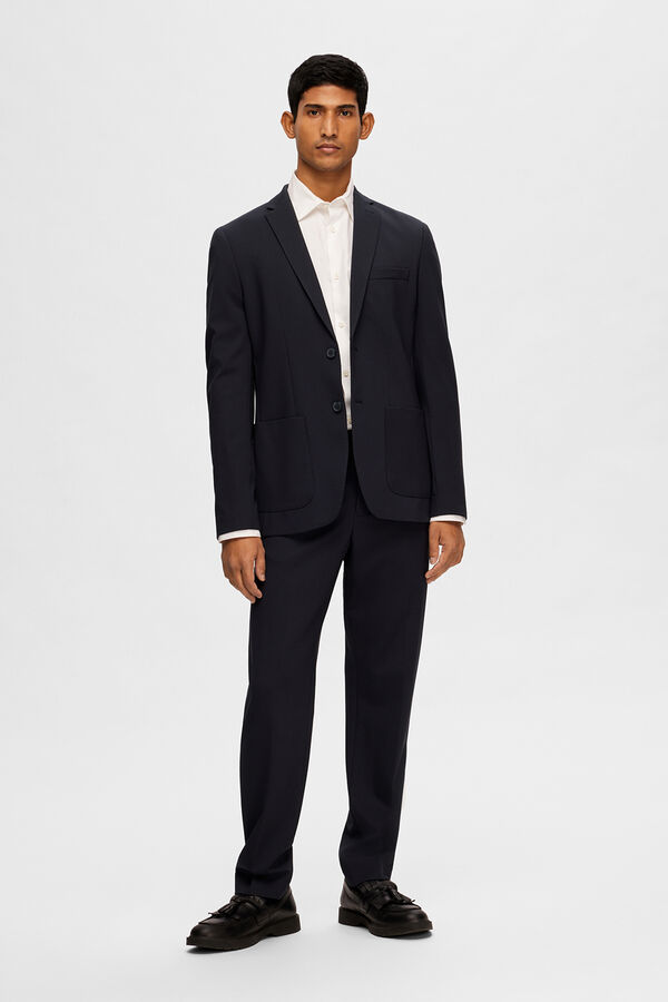 Selected Blazer Slim Fit estilo malha confecionado com Lenzing Ecovero Azul