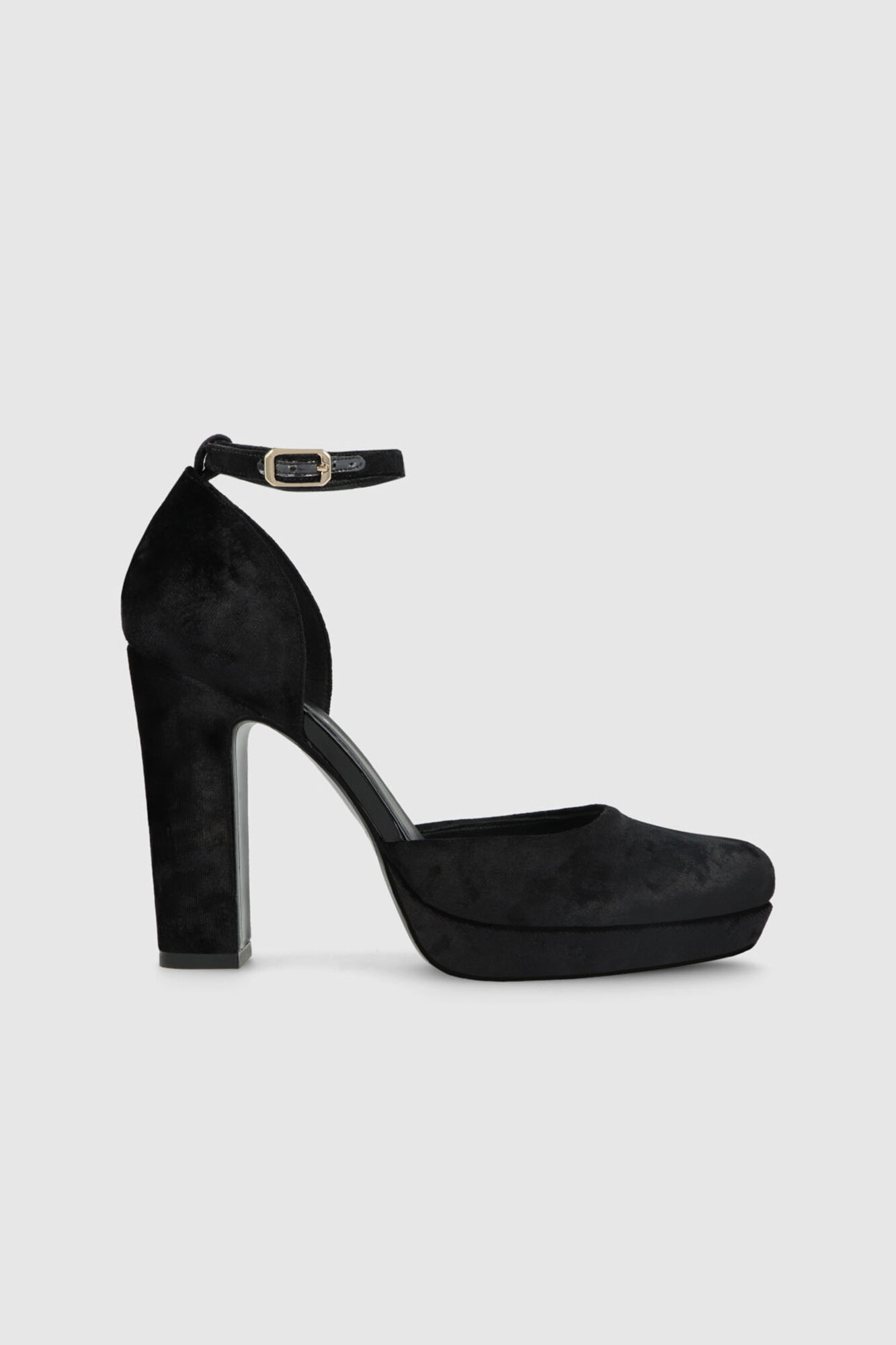 LIMITED COLLECTION Black Velvet Platform Heels In Wide E Fit & Extra Wide  EEE Fit | Yours Clothing