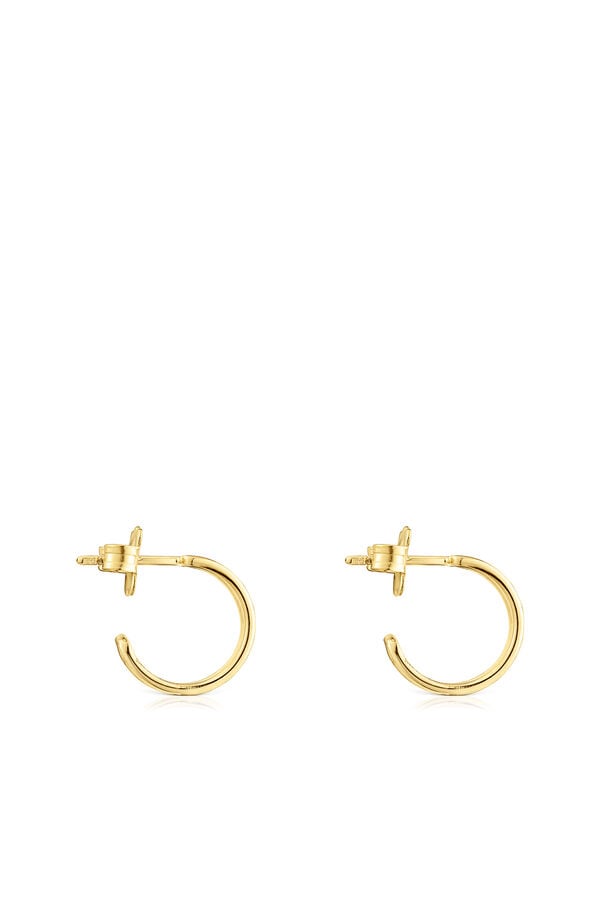 Cortefiel Small hoop earrings in siver plated with 18 kt gold with TOUS Bear Row silhouette Yellow