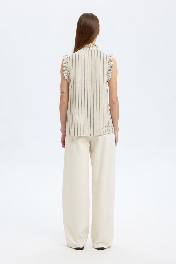 Selected Sleeveless ruffle blouse Beige