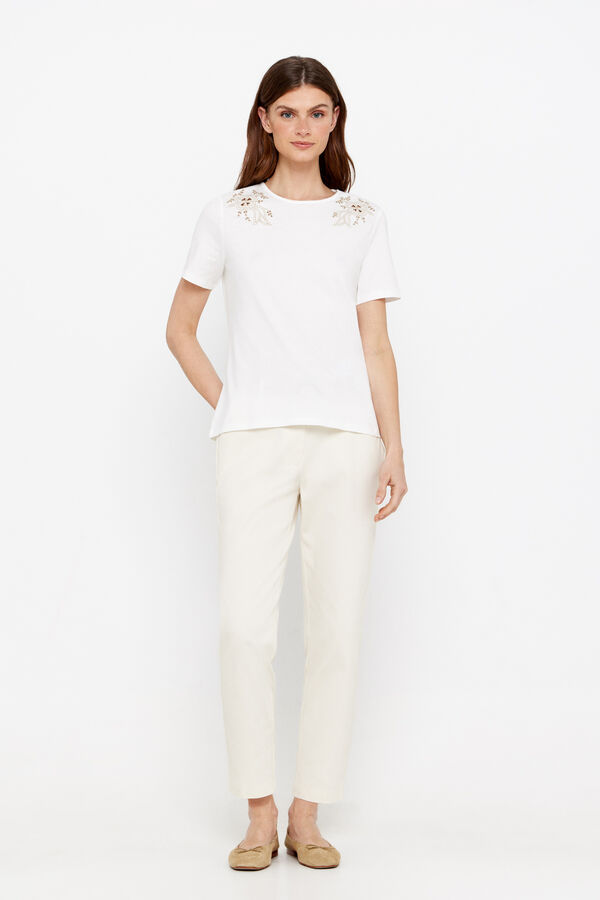 Cortefiel Camiseta bordado Blanco
