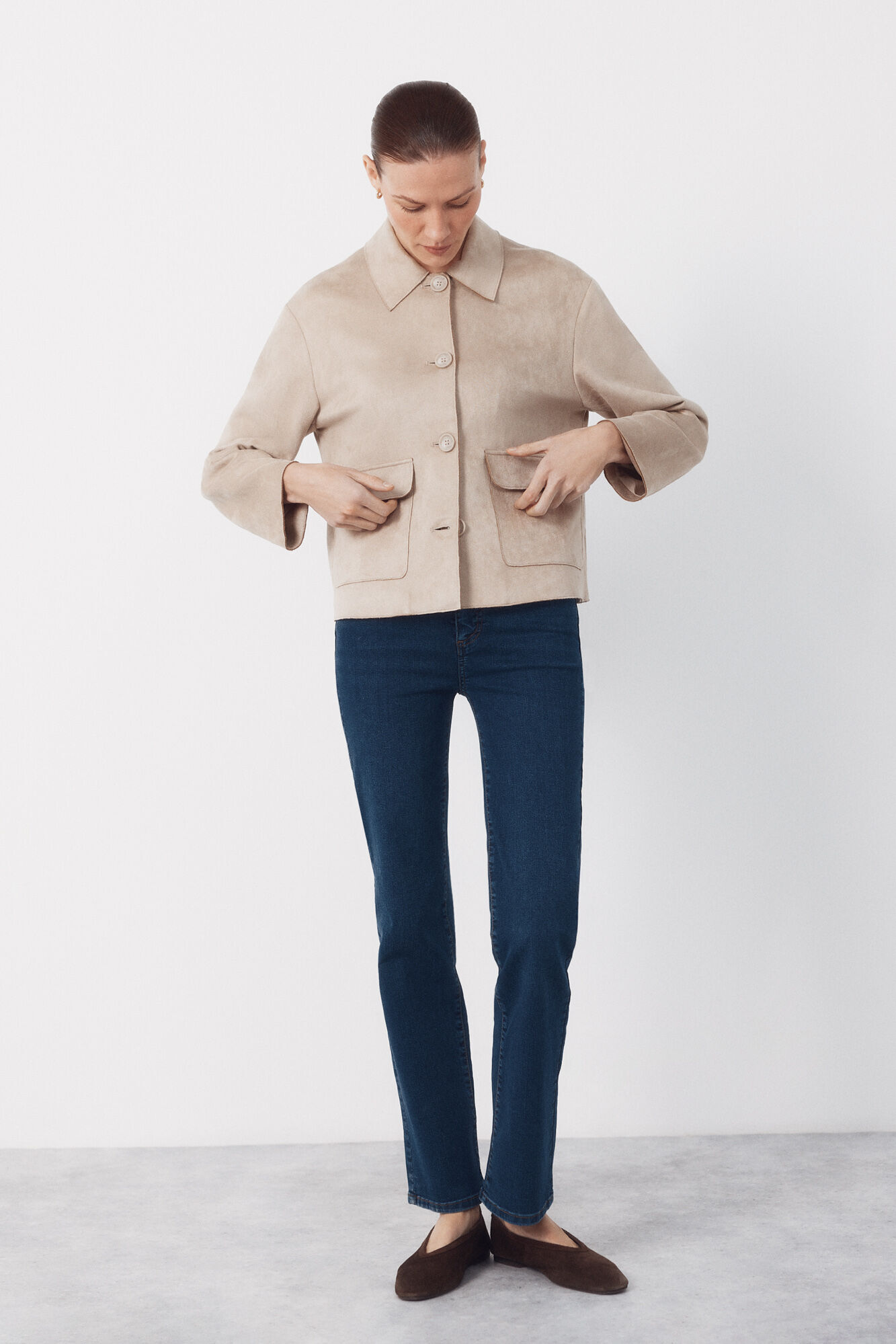 Cortefiel Suede -effect fabric jacket