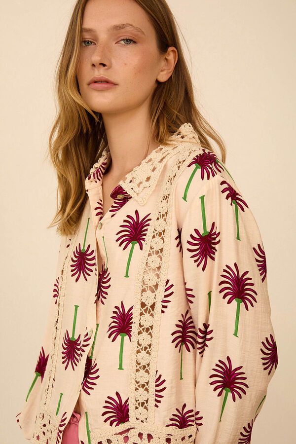 Meisie Camisa com estampado de palmeiras Impress&atilde;o