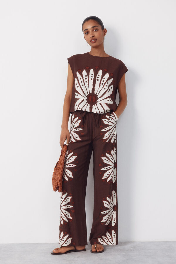 Cortefiel Printed top Orange